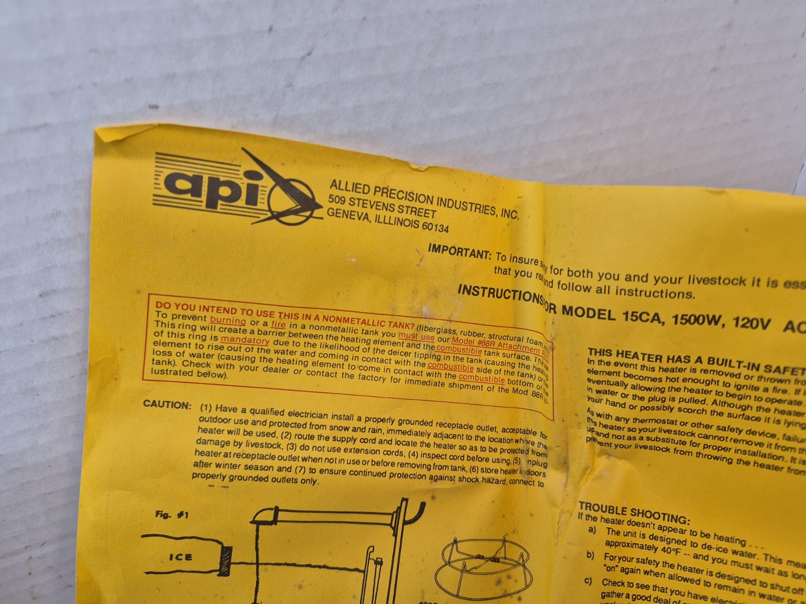 API Cast Aluminum Sinking De-icer Water Tank Heater