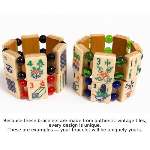 Vintage Bone & Bamboo Tile Mah Jongg Bracelet