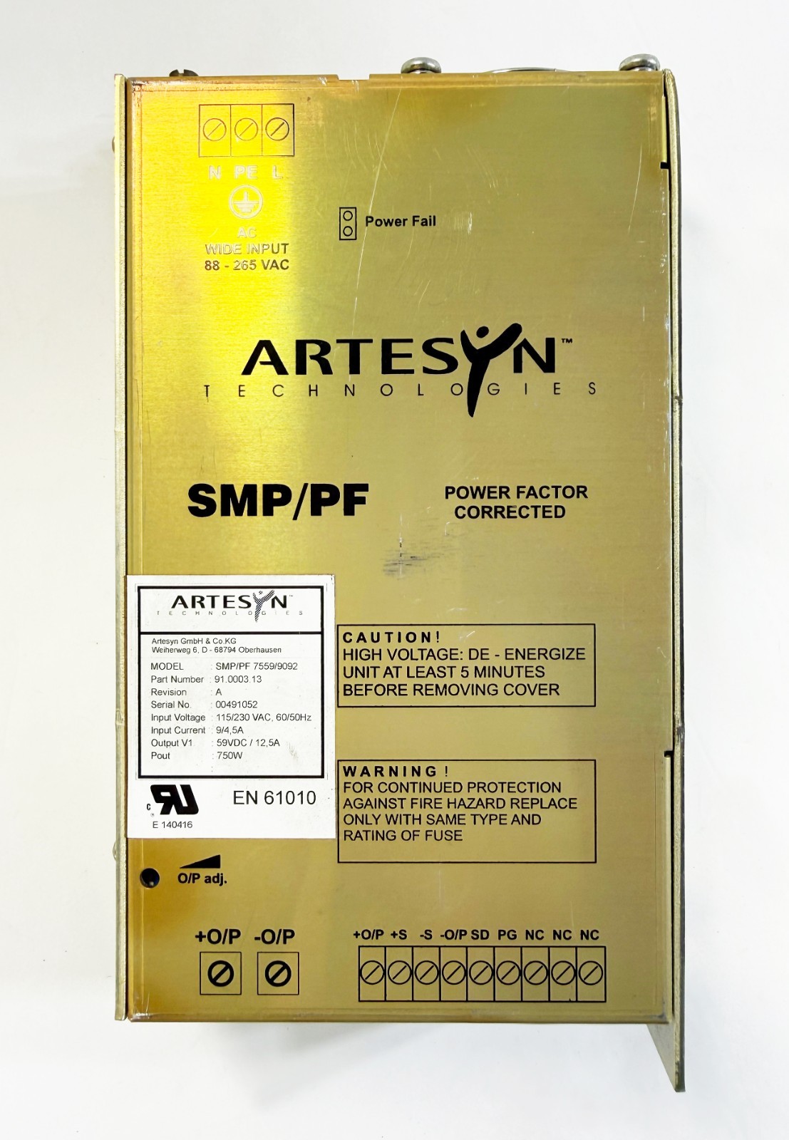 91.0003.13 ARTESYN SMP/PF 7559/9092 Sciex 4000 Qstar Elite Ms Power Supply 750W