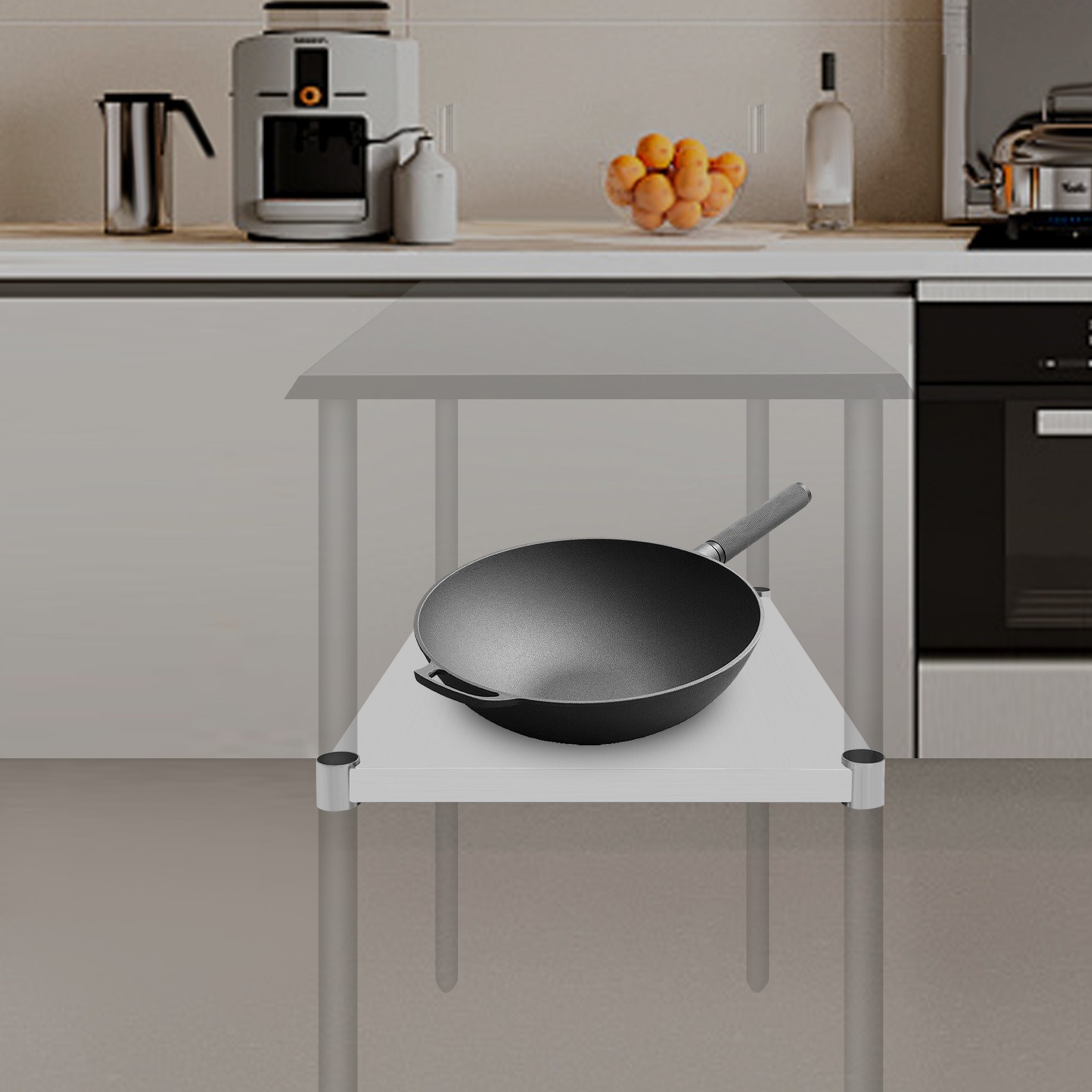 Stainless Steel Under Shelf Adjustable Under-desk tand Table Rack for Worktable