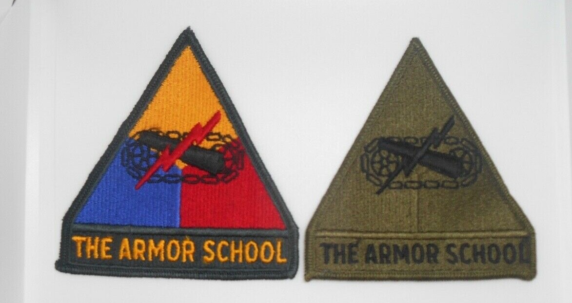 Unissued USGI THE ARMOR SCHOOL Patch Color Subdued Set Merrowed Edge