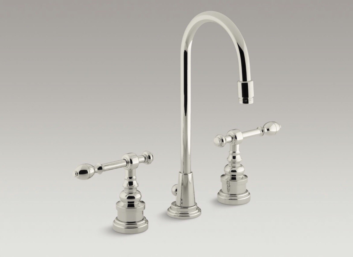 New Kohler 6813-4-SN IV Georges Widespread Bathroom Sink Faucet Polished Nickel