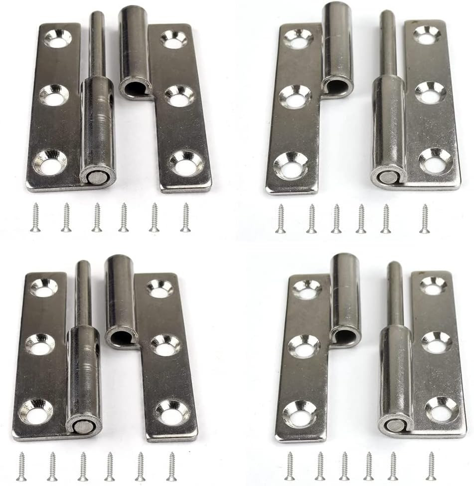 4Pcs 3" Lift off Hinges,Detachable Door Hinges,Small Slip Joint Stainless Flag H
