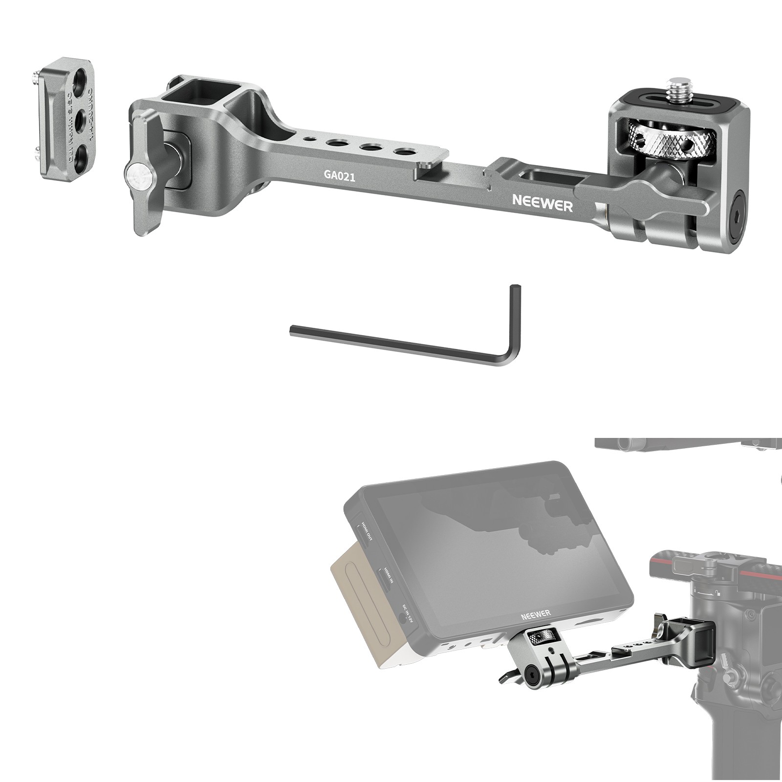 NEEWER GA021 NATO Monitor Mount for DJI RS Gimbal with NATO Clamp 14 Threads