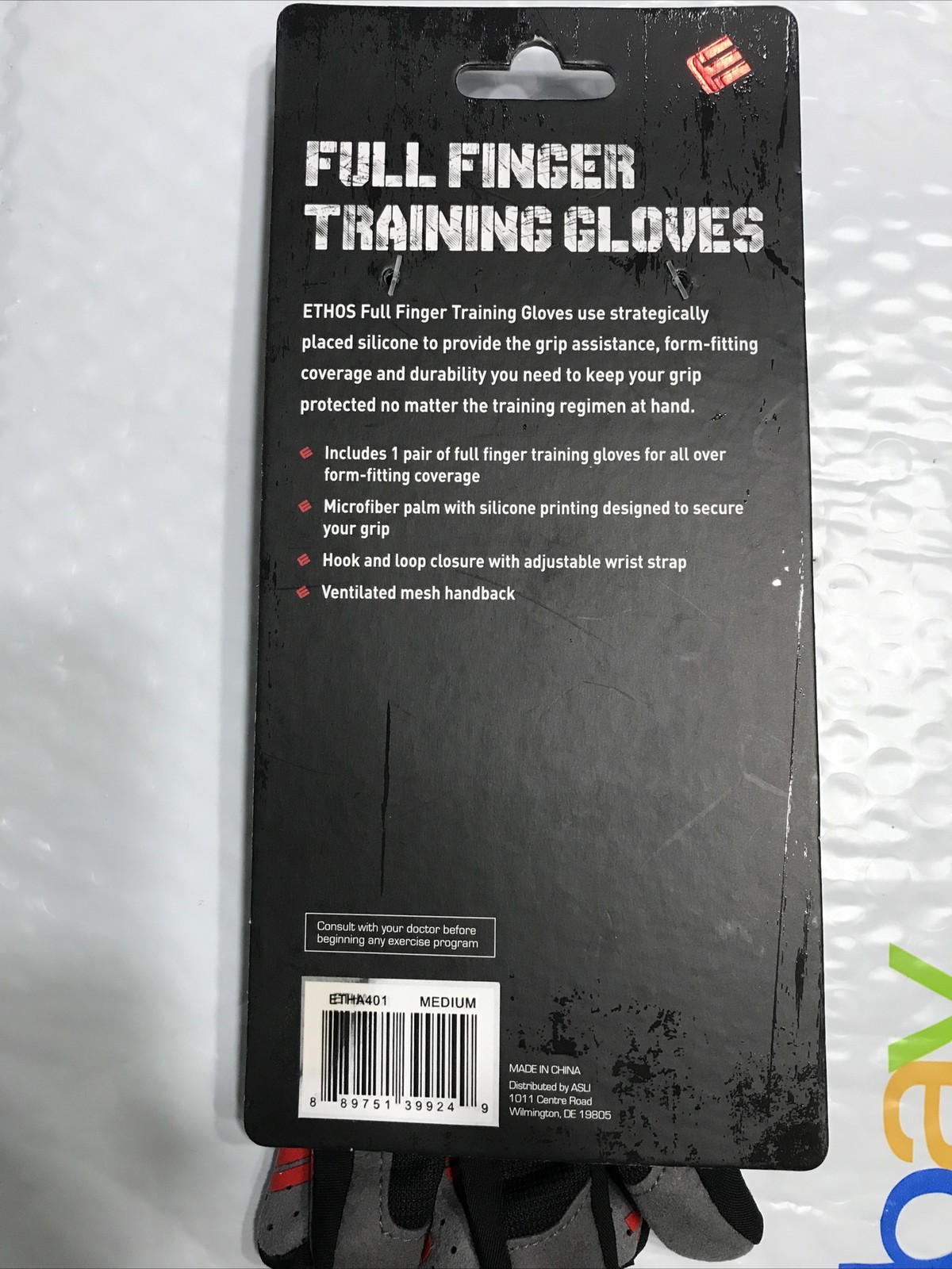 1 pair New ETHOS Full Finger Training Gloves SIZE MEDIUM