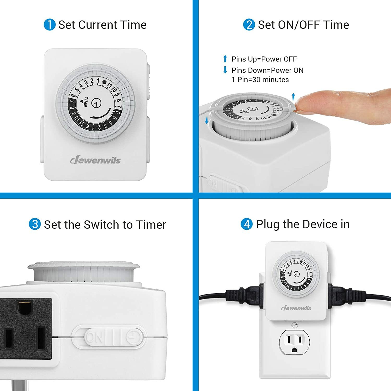 DEWENWILS 2 pack Indoor Outlet Timer Plug in Electrical Timer for Aquarium Lamp