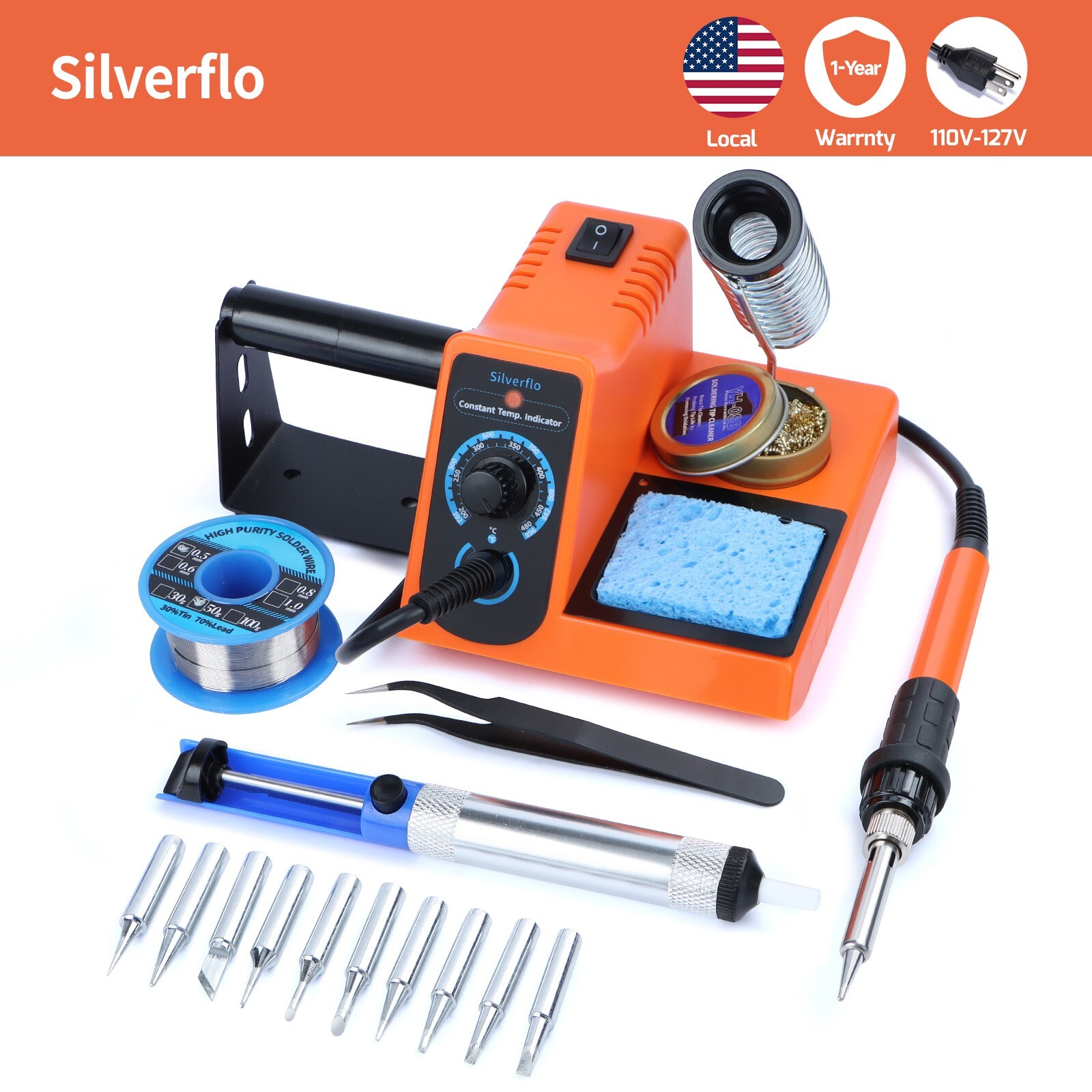 Electric Soldering Station Kit for Home Repair 60W Adjustable Temp Iron Tool Set