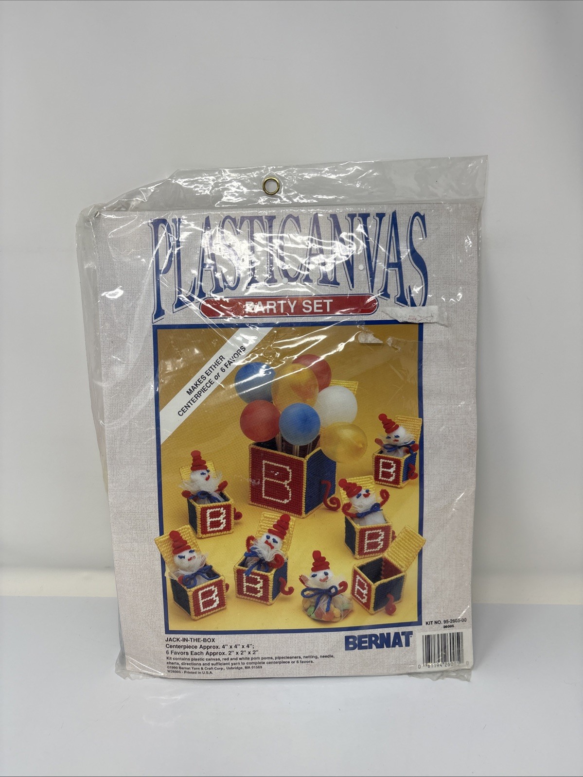 Bernat JACK IN THE BOX Kids Party Set Plastic Canvas 1990 Centerpiece Or Favors