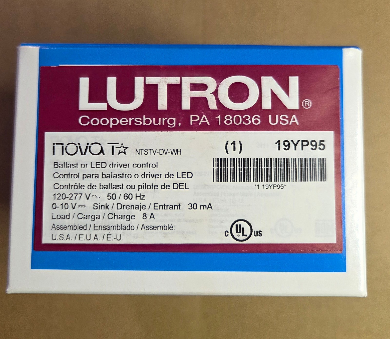 Lutron Wall Dimmer Switch NTSTV-DV-WH 19yp95 Ballast or LED driver control NEW
