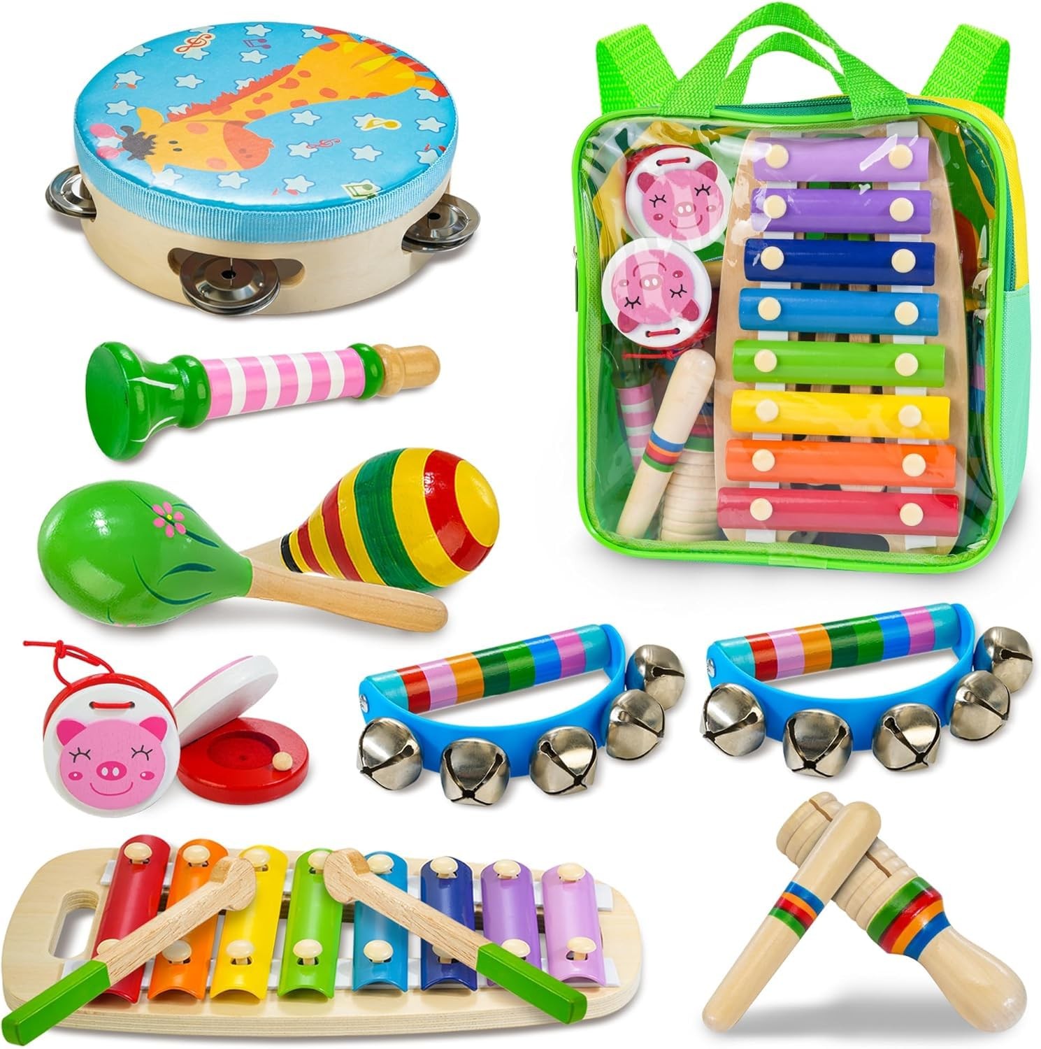 Instrumentos musicales para niños, juguetes musicales madera para niños pequeños