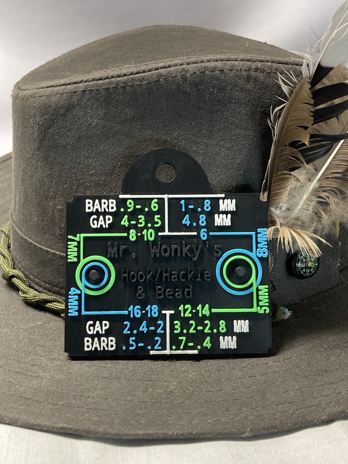 Mr Wonky’s - Dry Fly Tying Gauge – Hackle, Hook & Bead Sizing Tool