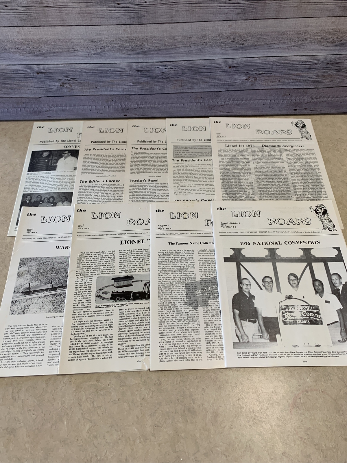 The Lion Roars Magazine Lionel Collectors Club of America 1974-77, 9 Issues VTG
