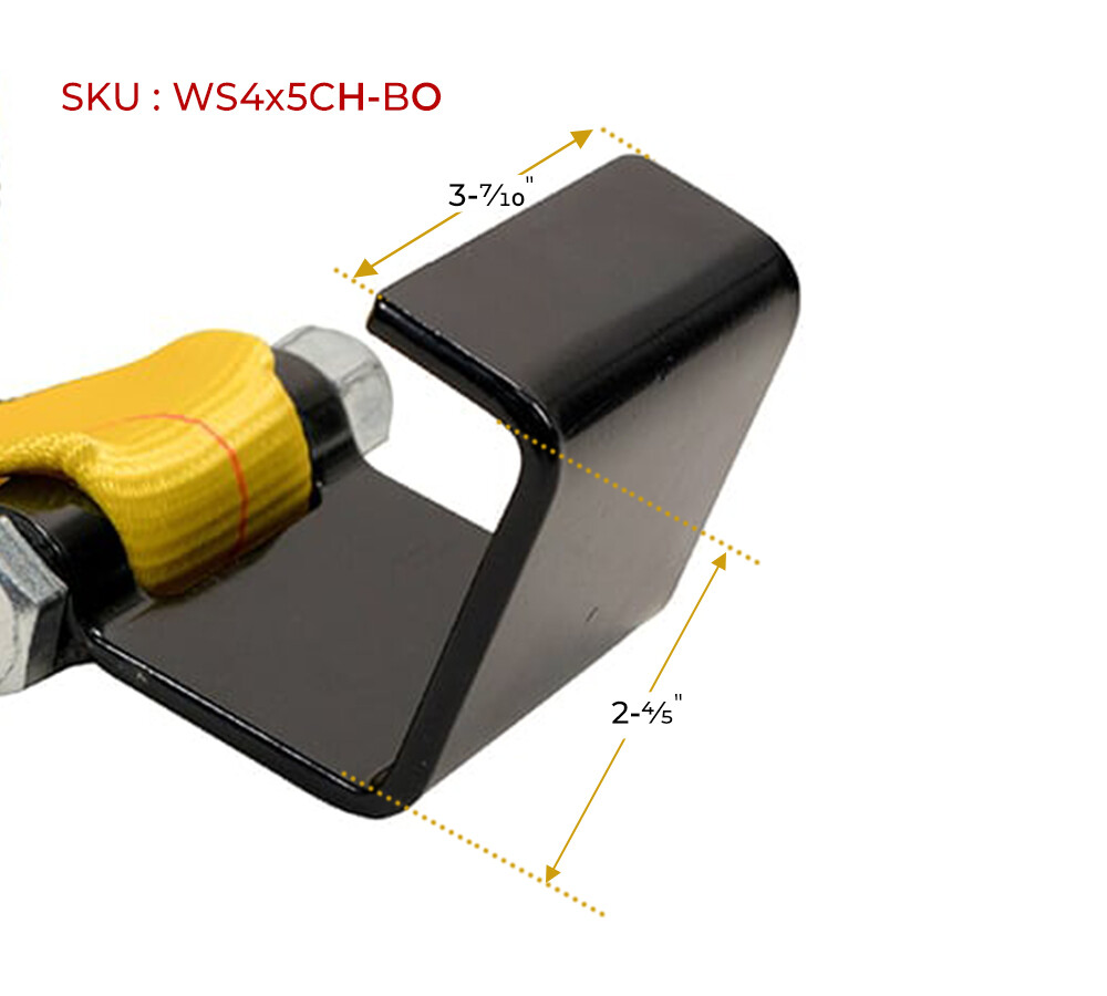 2 Pack 4"x5' Roll Off Container Winch Strap with Flat Hook 5400 # WLL Bolt-On