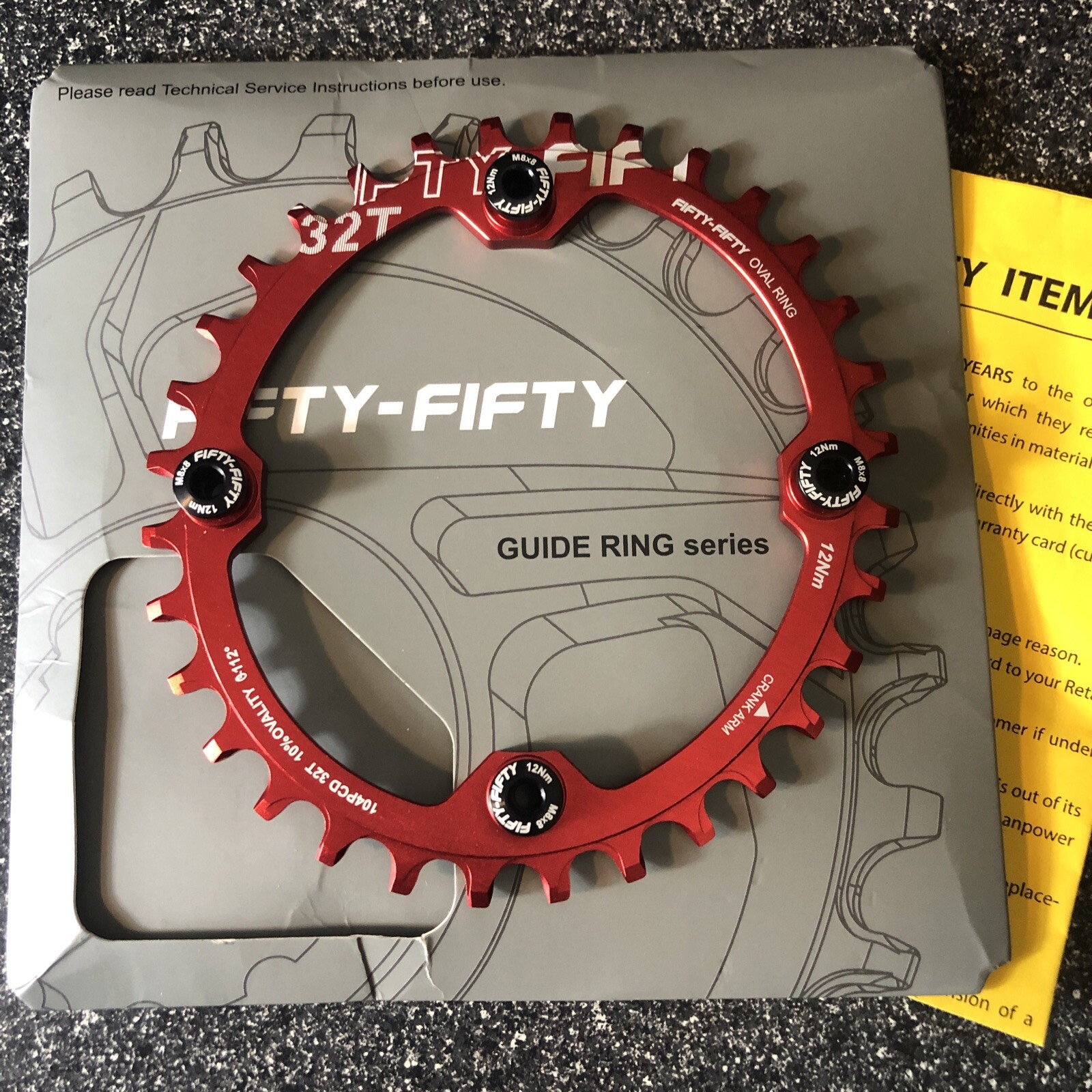 Fifty Fifty Guide Ring Oval 0MM 104PCD 34T Offset Red NEW