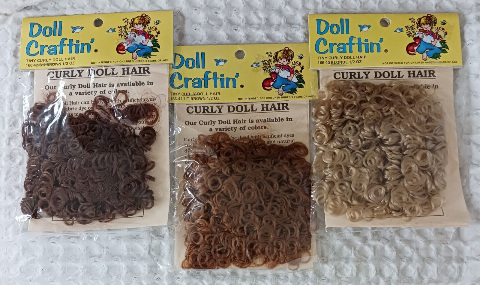 Doll Craftin TINY Curly Doll Hair Dark Brown Light Brown Blonde CHOICE New