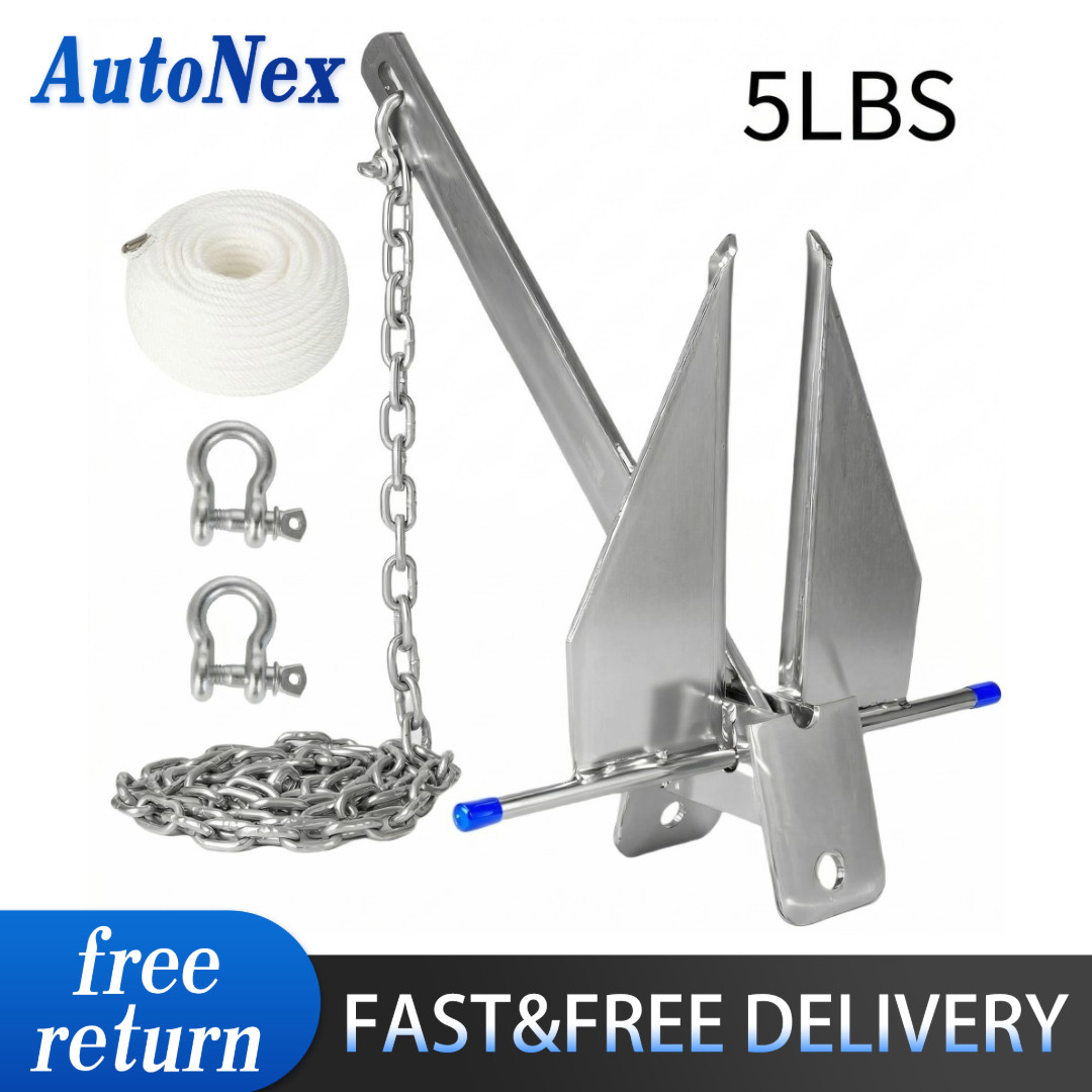 5 lb Fluke Anchor Kit Galvanized for Pontoon Bass Fishing Boat