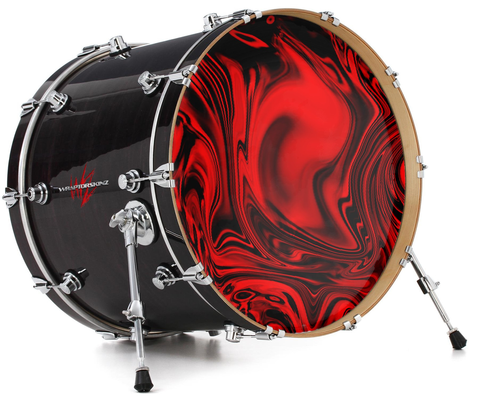 Vinyl Skin Decal Wrap fits 22" Bass Kick Drum - Liquid Metal Chrome Red