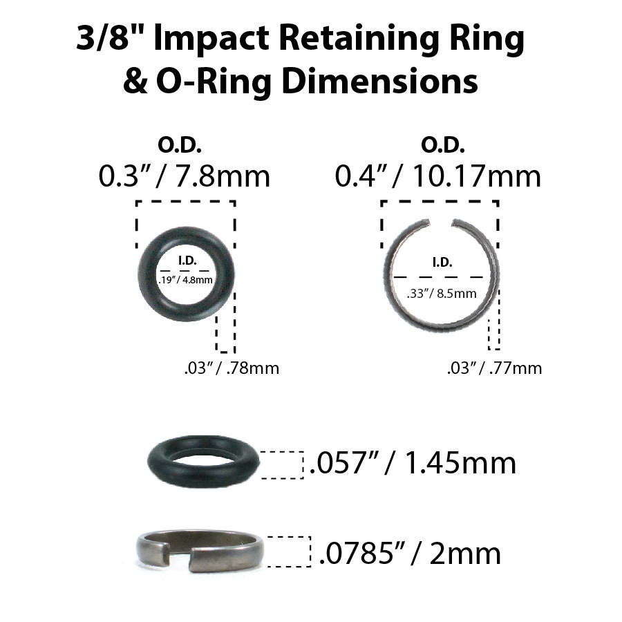 3/8" Impact Socket Retaining Ring with O-Ring (10 Sets) with BONUS Install Tool