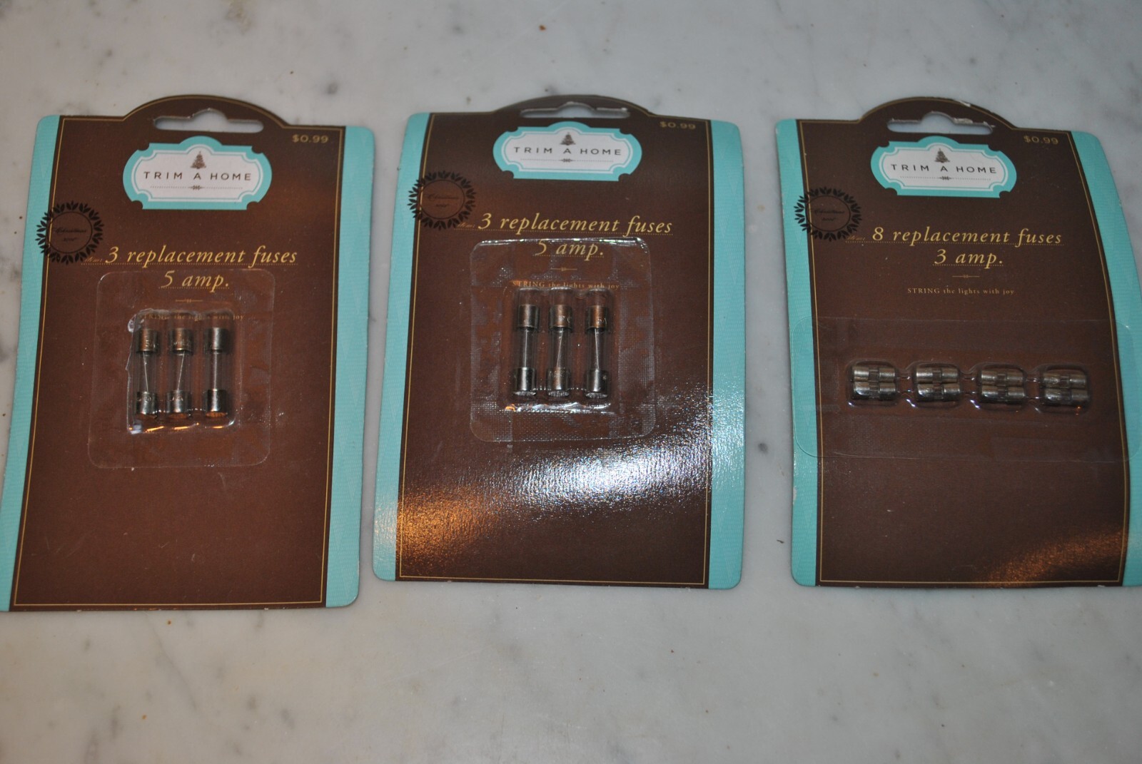 New 3 pks of Trim A Home Replacement fuses 2 pks of 5 amp 3 per pk 1 pk of 3 amp