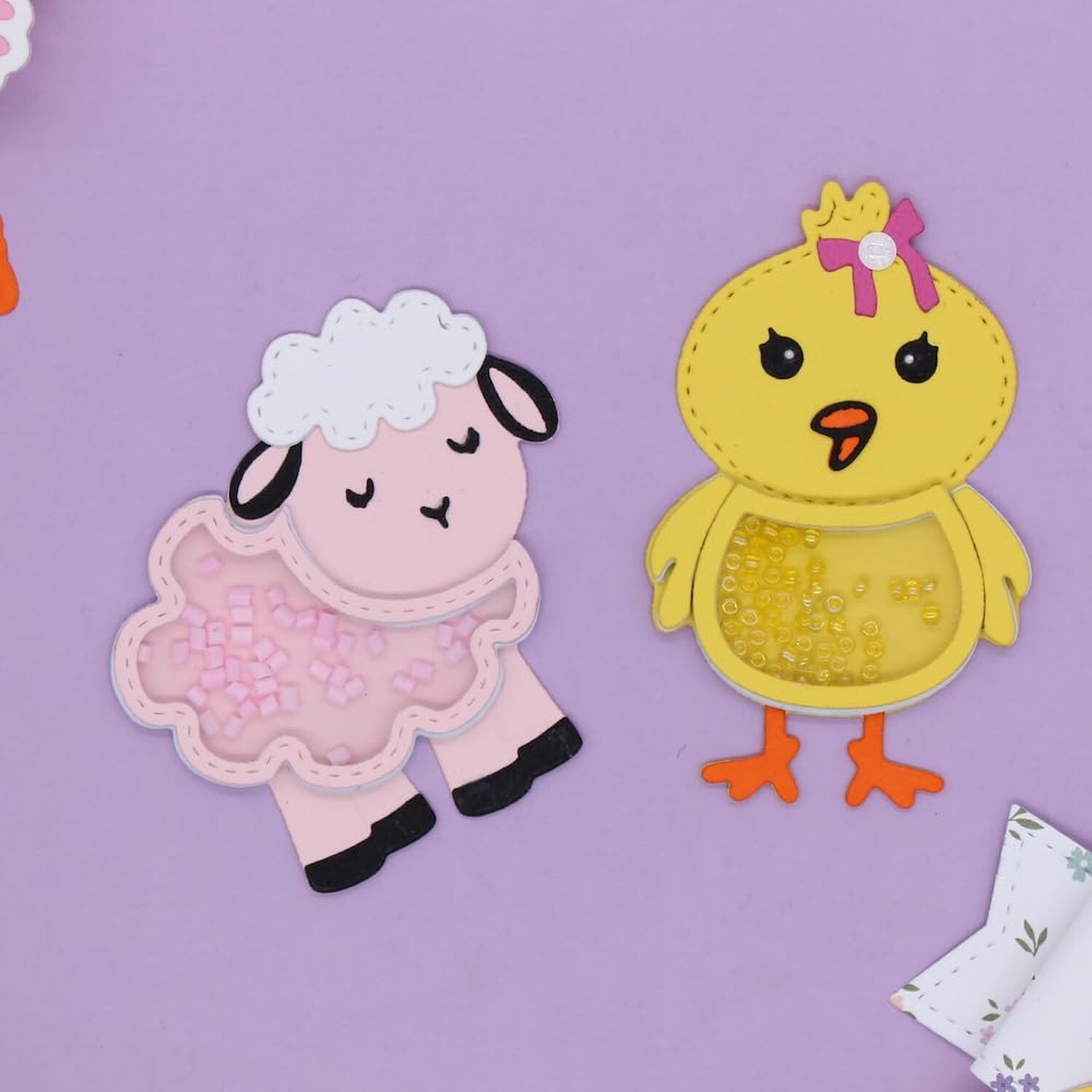 KSCRAFT Cute Lamb and Chicken Shaker Metal Cutting Dies Stencils for DIY Scra...