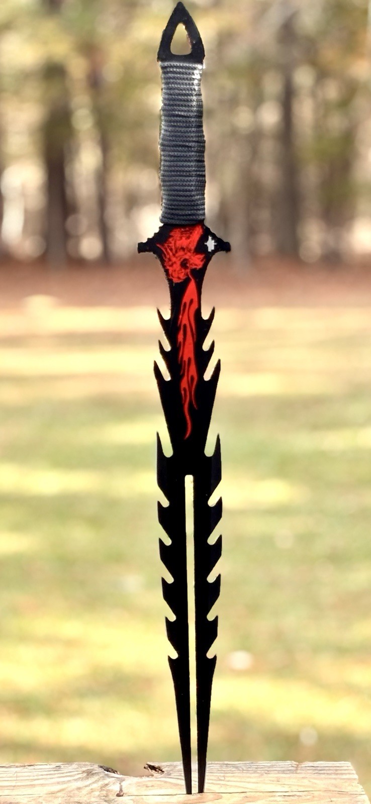 Double Reaper Sword Knife 20" Stainless Red Dragon Blade Cord Wrapped Handle New