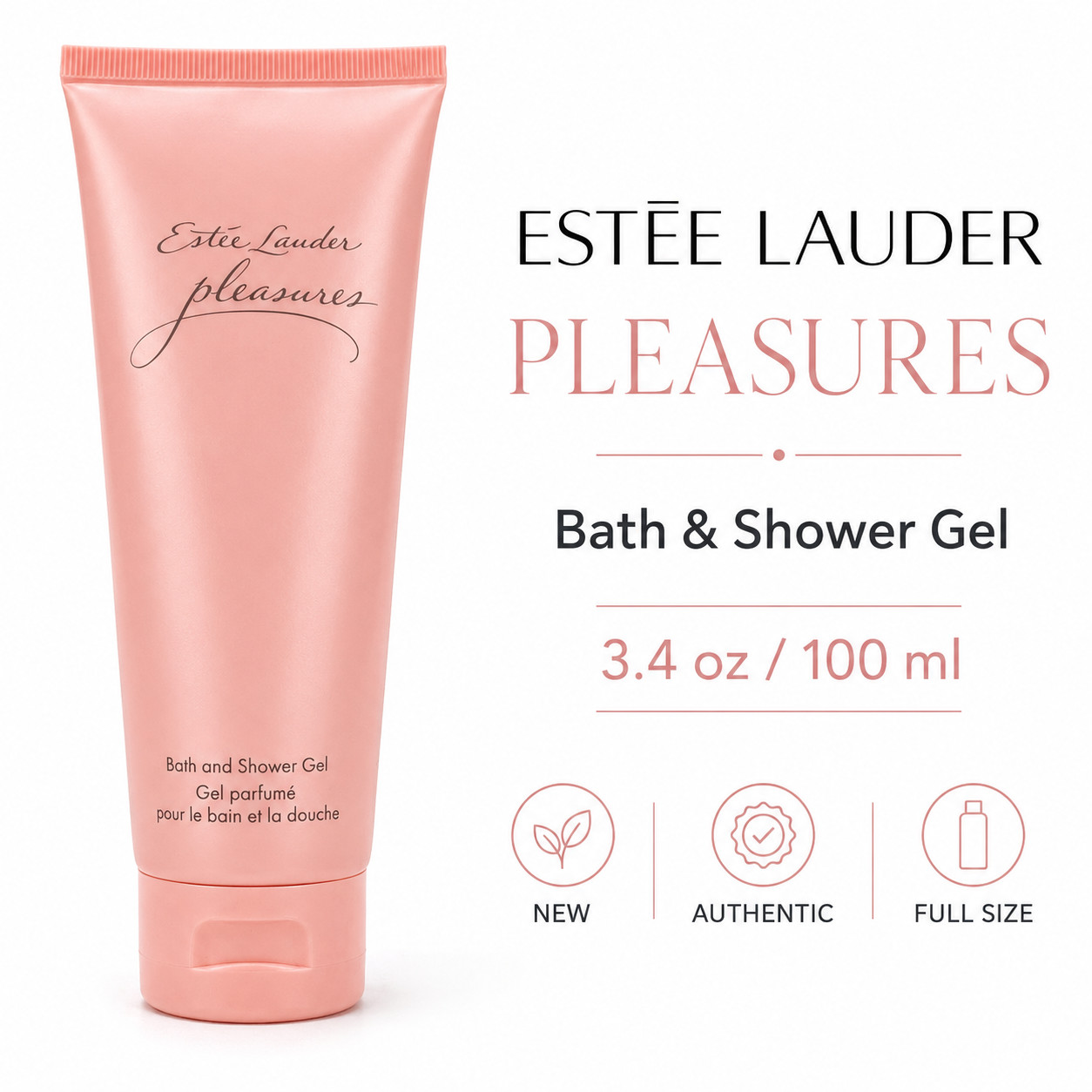 Estee Lauder Pleasures Bath & Shower Gel 3.4 fl.oz/100 ml New  Authentic