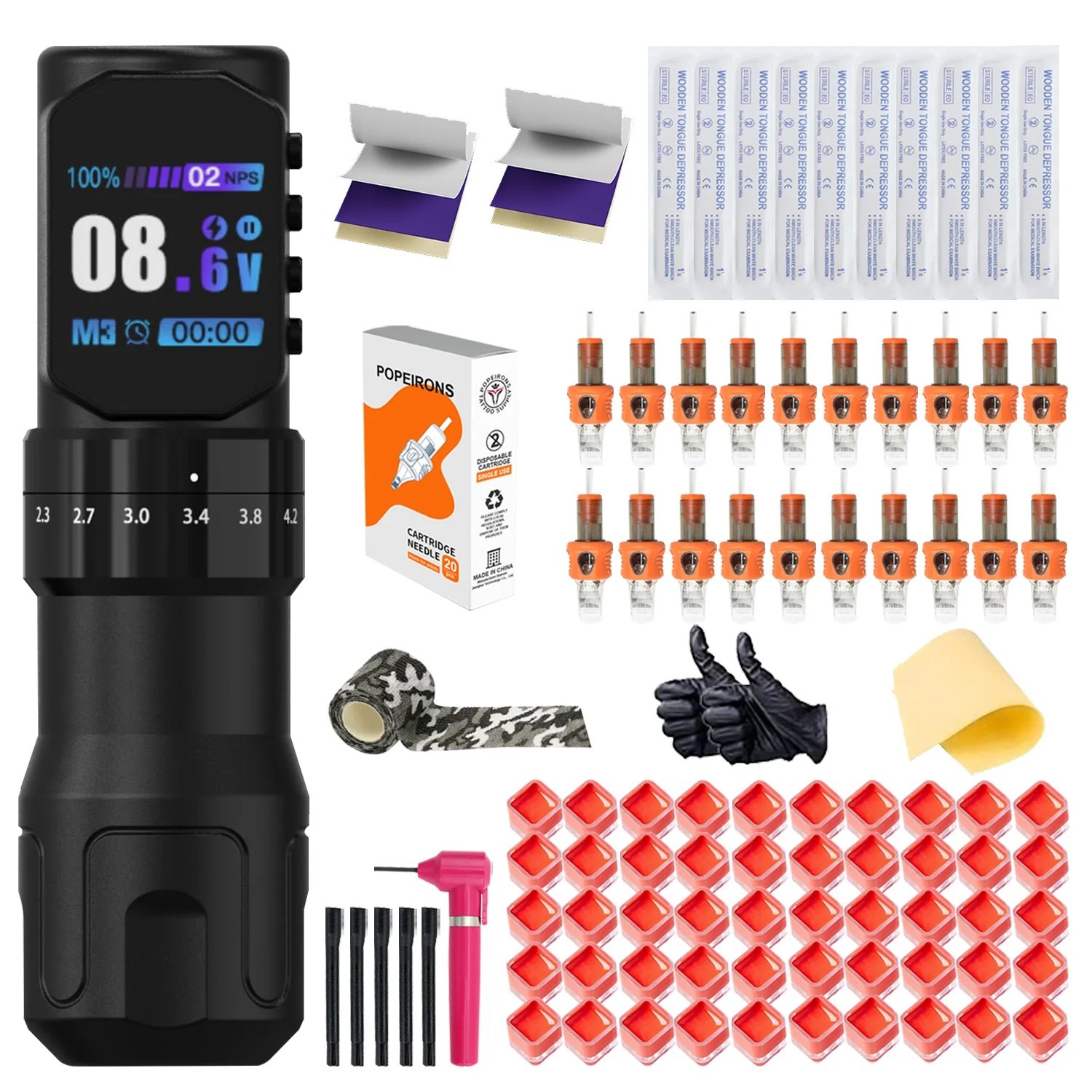 adjustable stroke  tattoo pen wireless tattoo pen 2000mAh seven gears adjustable