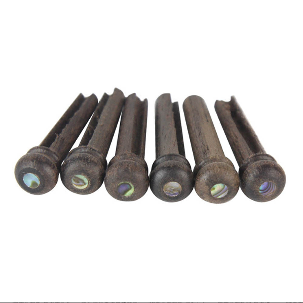 6Pcs Rosewood EBONY BRIDGE PINS W/ Pearl Shell Dot for Acoustic Guitar USA Stock