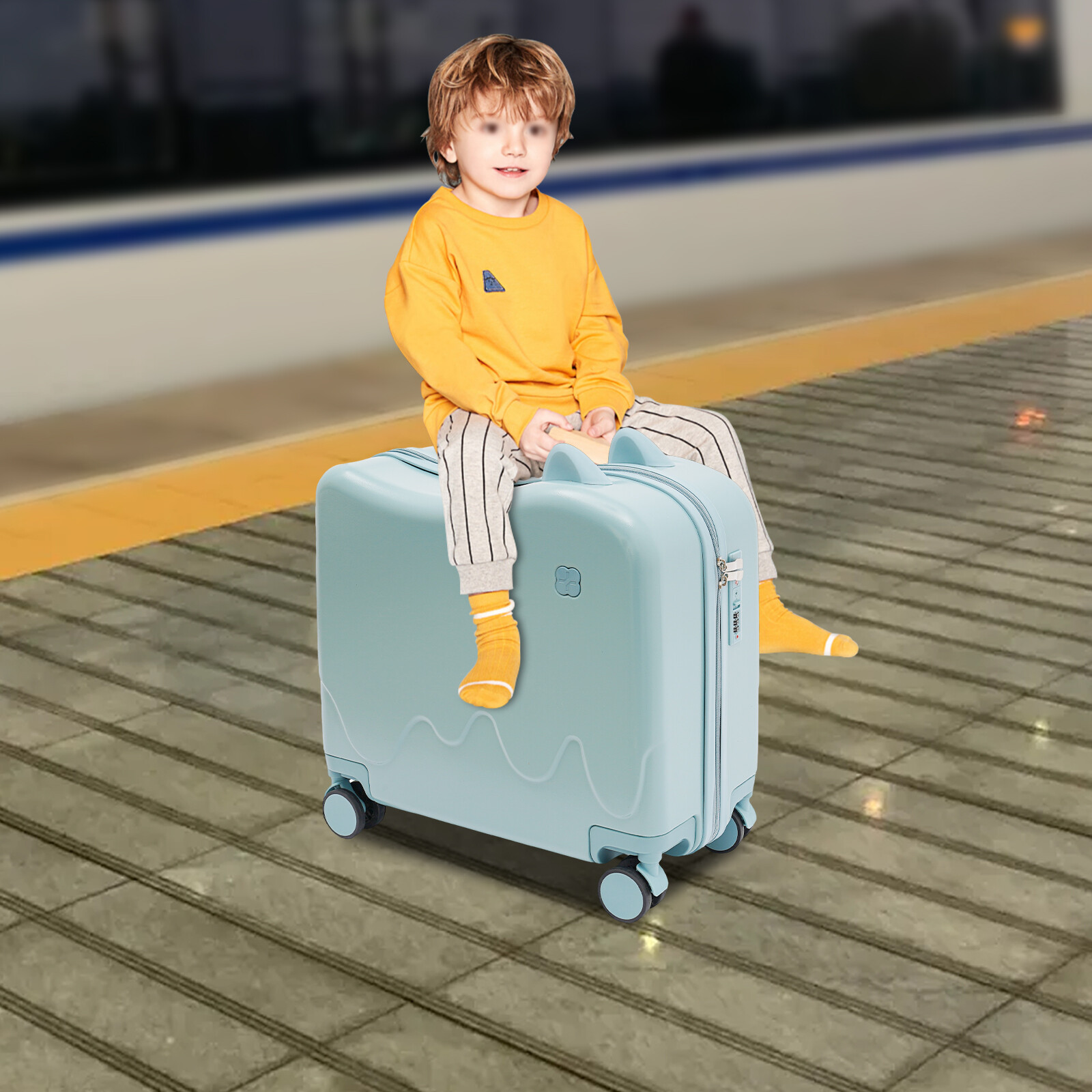 18" Kids Ride-On Suitcase, Children's Luggage Case, Rolling Luggage With Lock