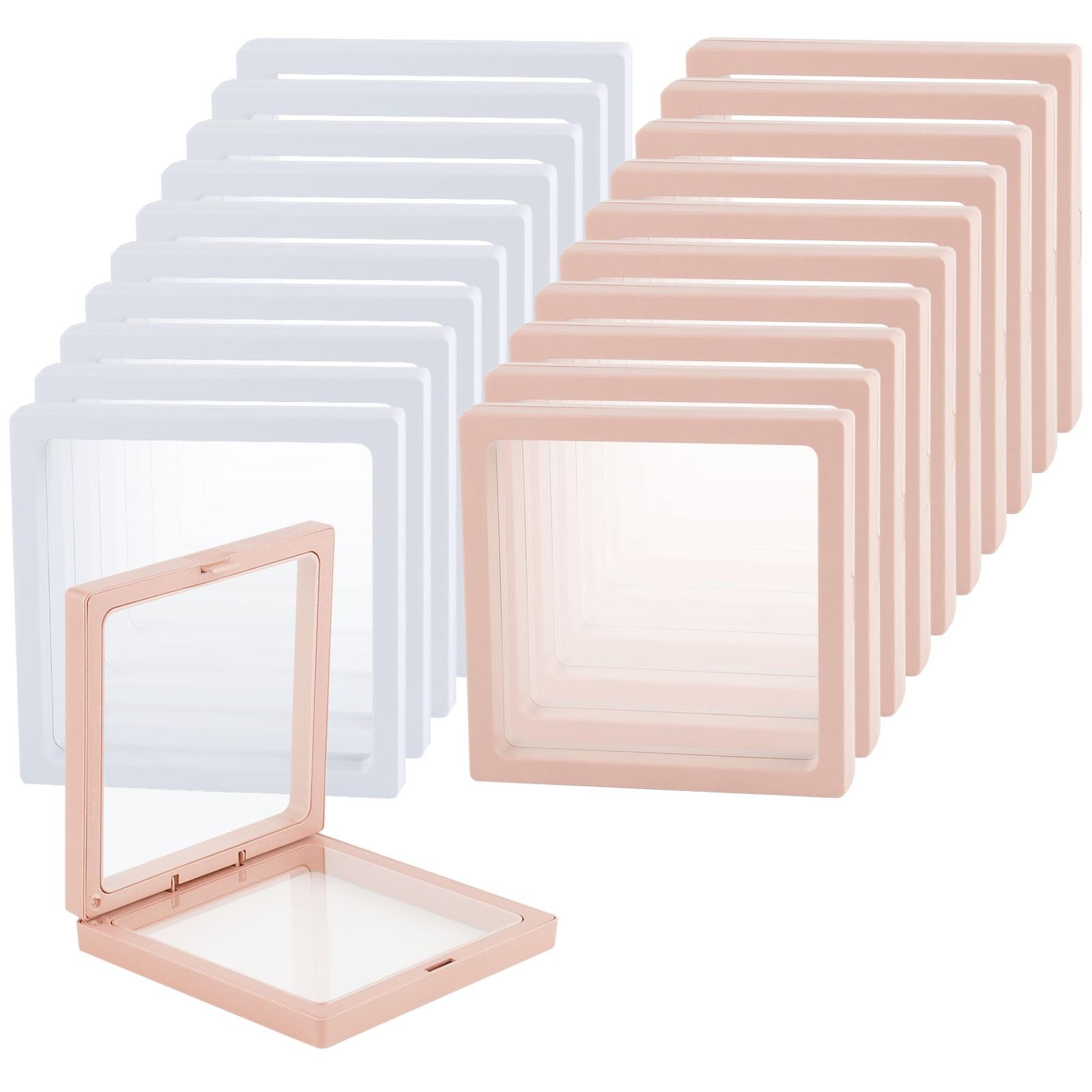 20 Pcs 3D Floating Display Case 4.3 x 4.3 x 0.8 inch, Nail Display Cases, Cha...