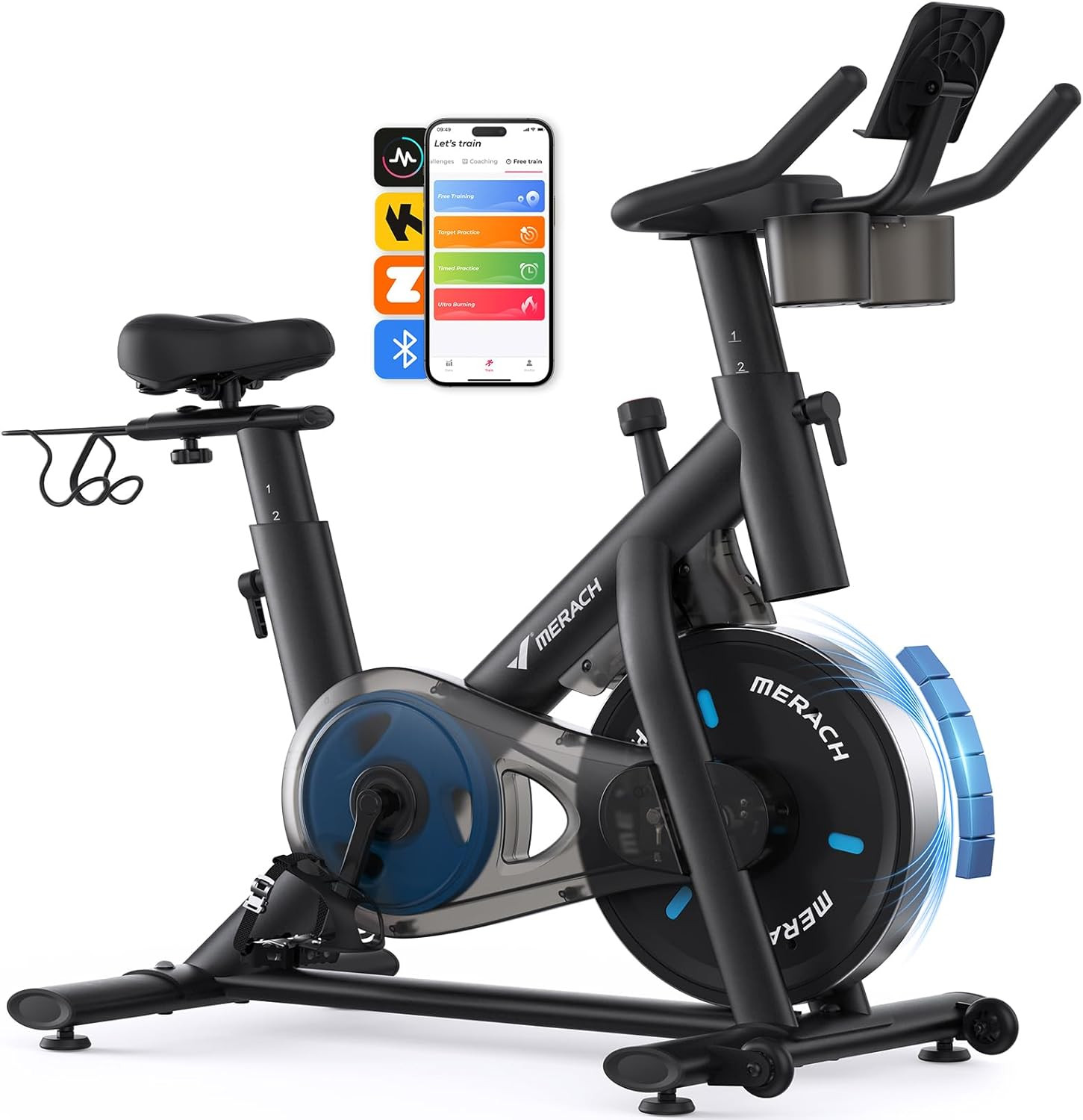 Exercise Bike, Brake Pad Stationary Bike with Exclusive App, Low Noise Indoor Cy