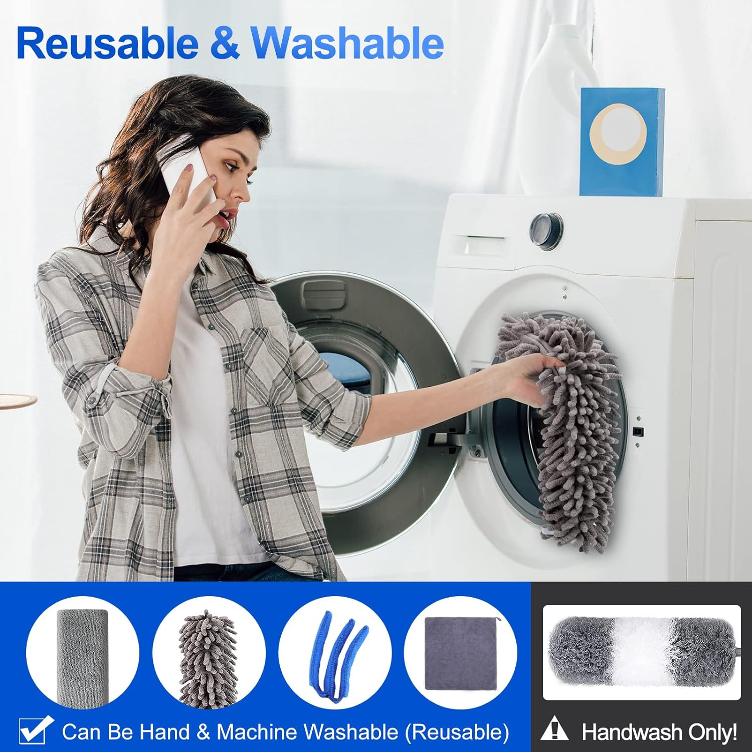 Microfiber Duster Kit (11PCS) - Washable Dusters with Extension Pole (30 to 100
