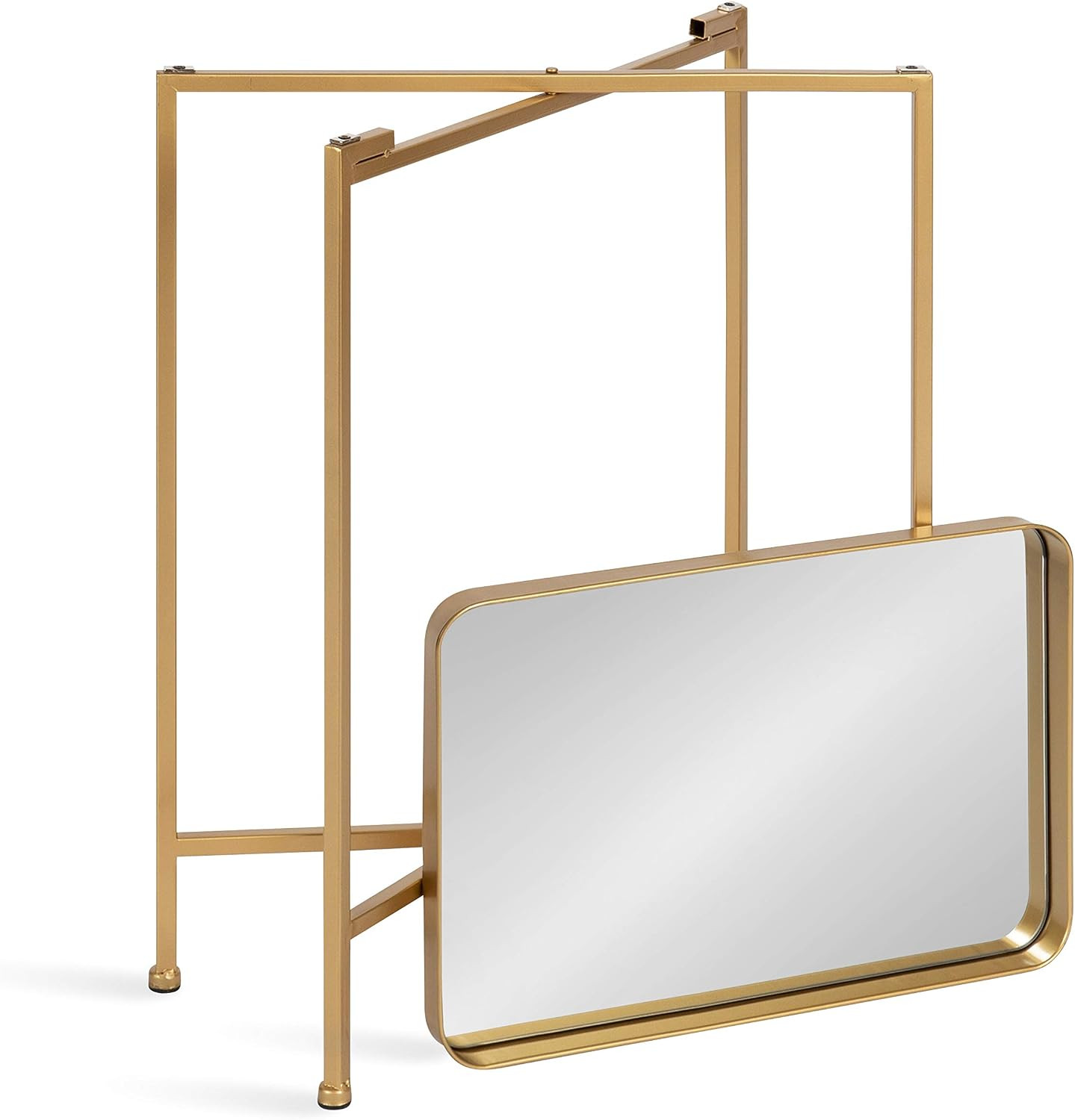 Celia Modern Mirrored Tray Side Table, 18 X 12 X 26, Gold, Foldable Rectangular