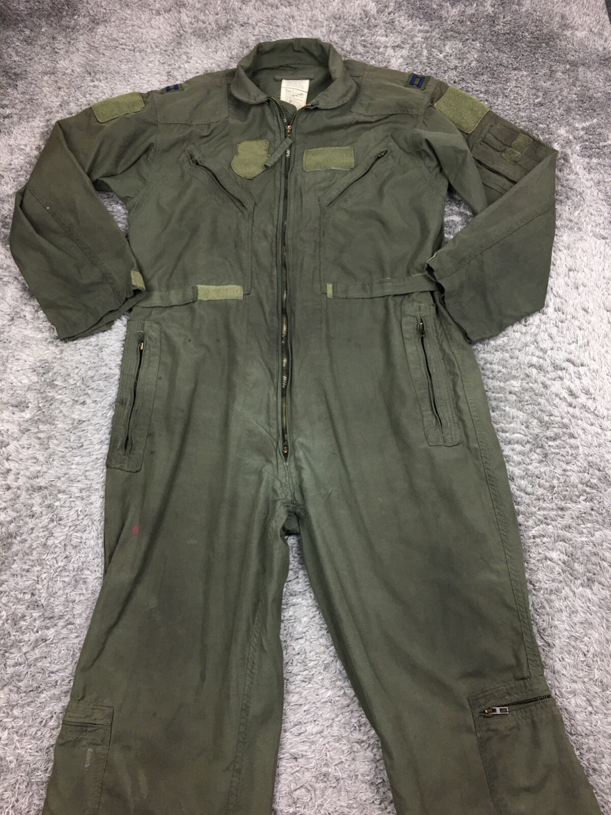 Military Flyers Coveralls Mens 44 Green Flight  8415-01-351-0333 Top Gun Pilot