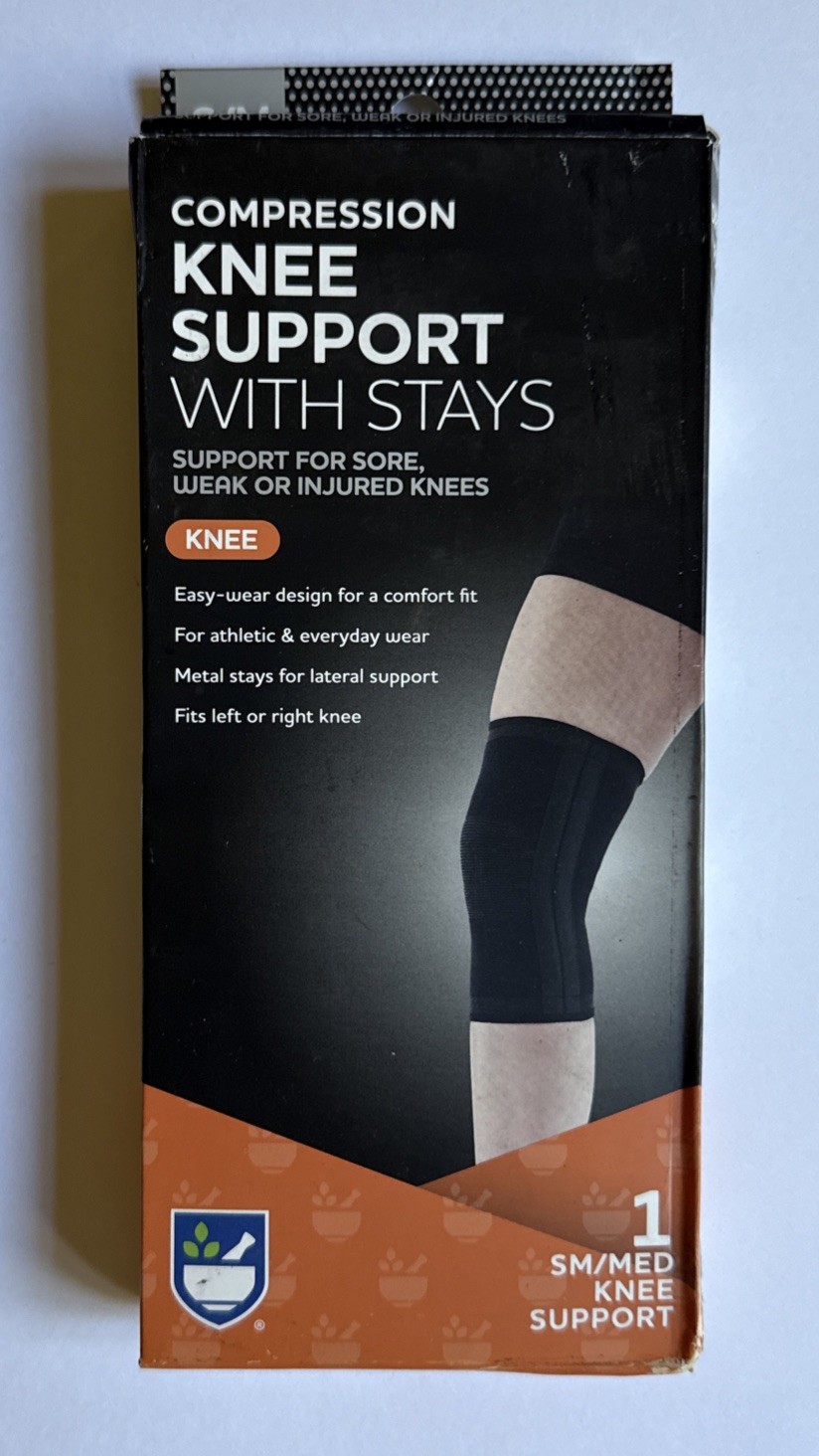 RITE AID Compression Knee Support with Stays Size S/M  Fits 13 - 15.3" Knee
