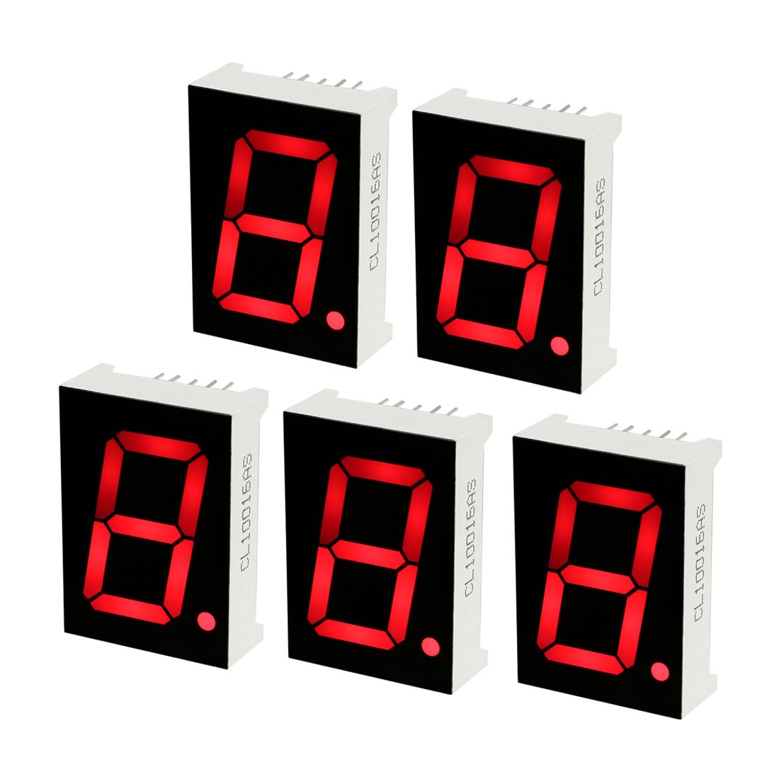 Common Cathode 10 Pin 1 Bit 1.34 x 0.94 x 0.41 Inch 1" Red LED Display 5pcs