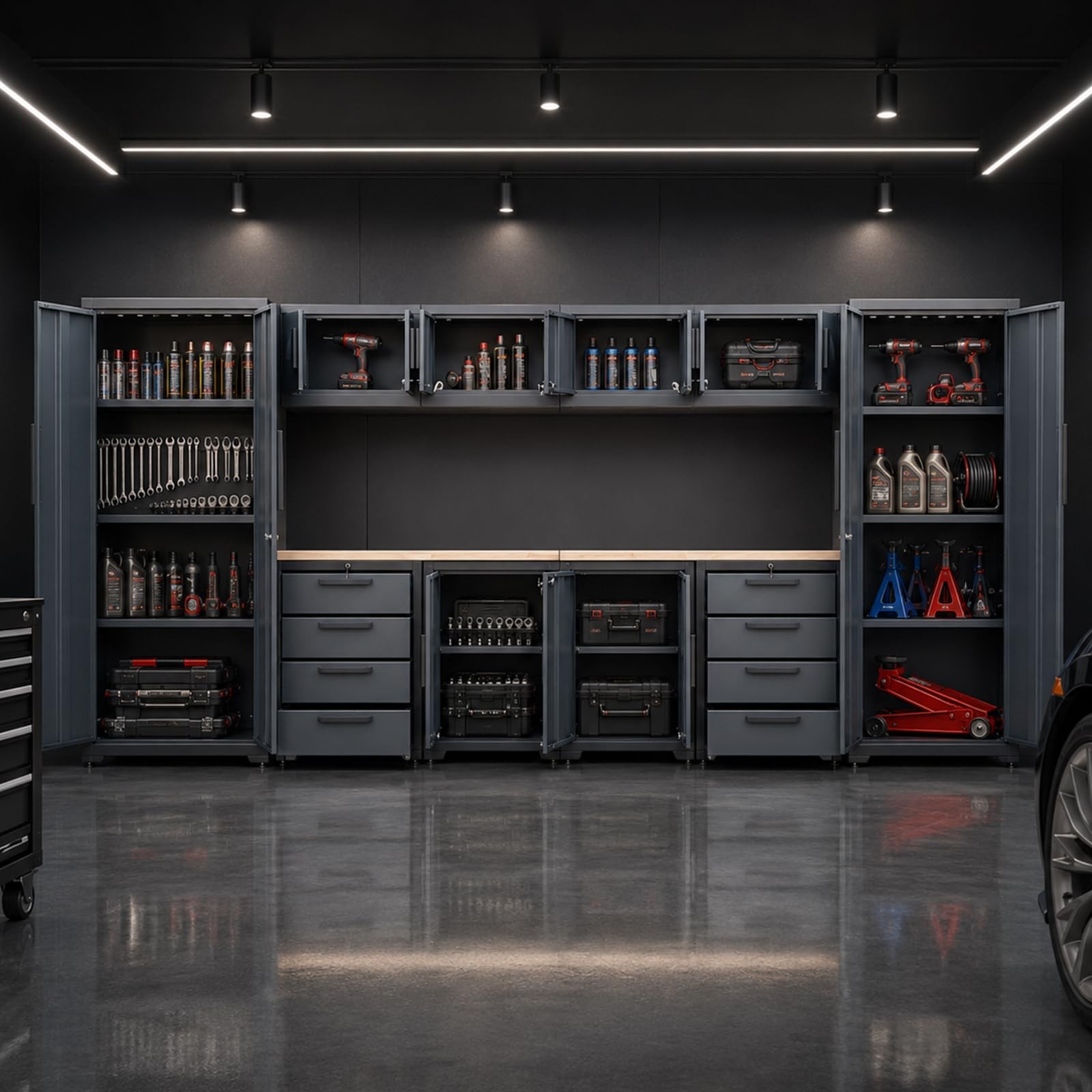 YELLOW JACKET Garage Storage Cabinets System Lockable 12Pcs Workshop Cabinet Set