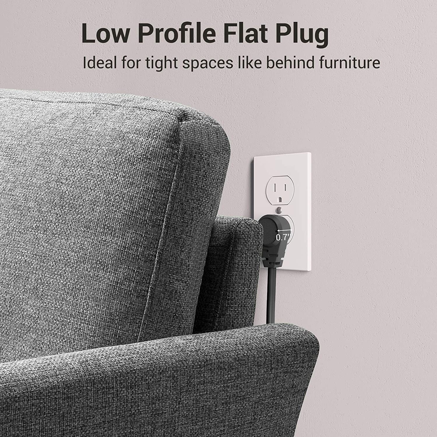 DEWENWILS 2-Pack Surge Protector with 10FT,6-Outlet Strip,ow Profile Flat Plug,