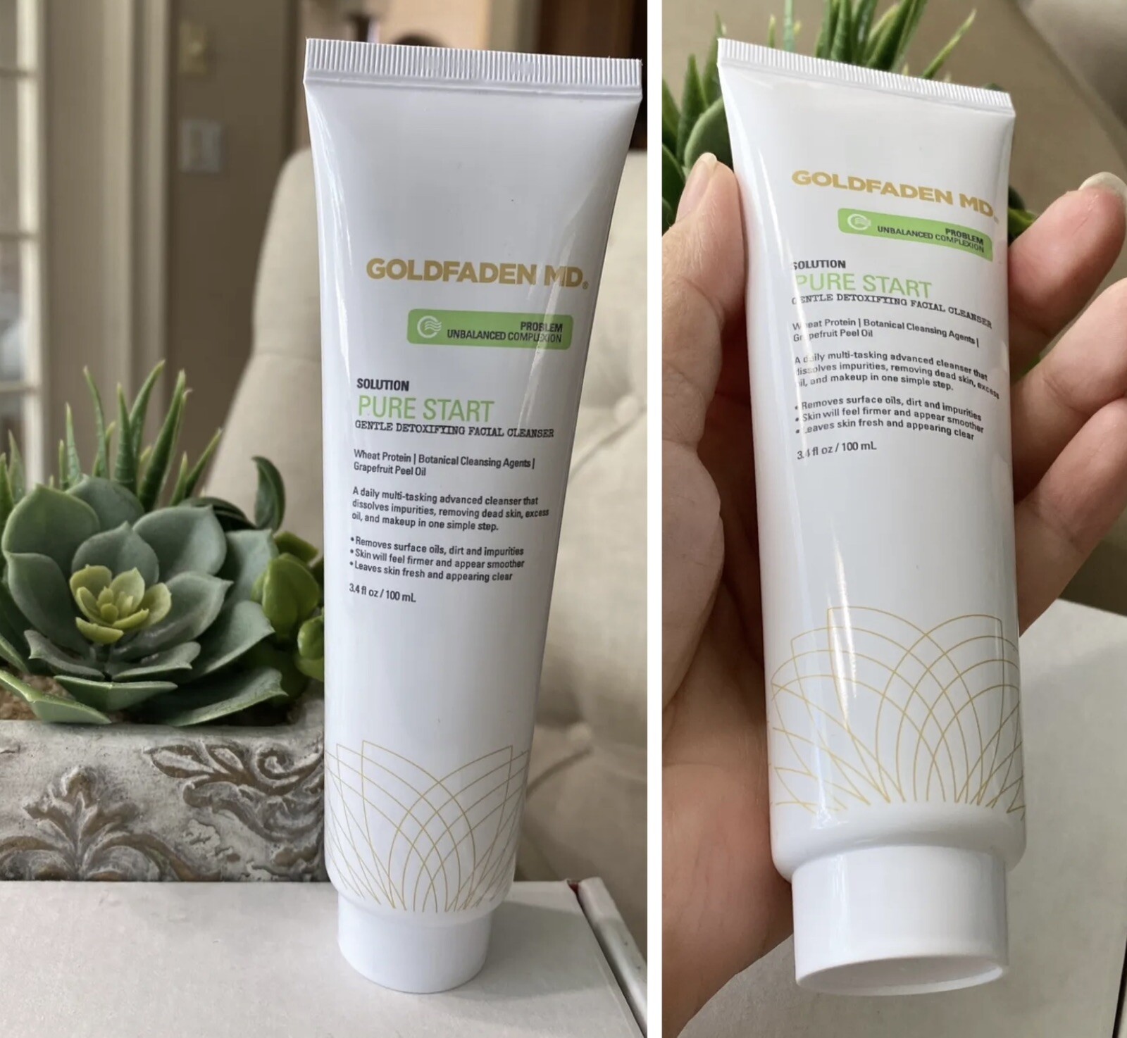 2 GOLDFADEN MD Pure Start Gentle Detoxifying Facial Cleanser 3.4 oz SEALED