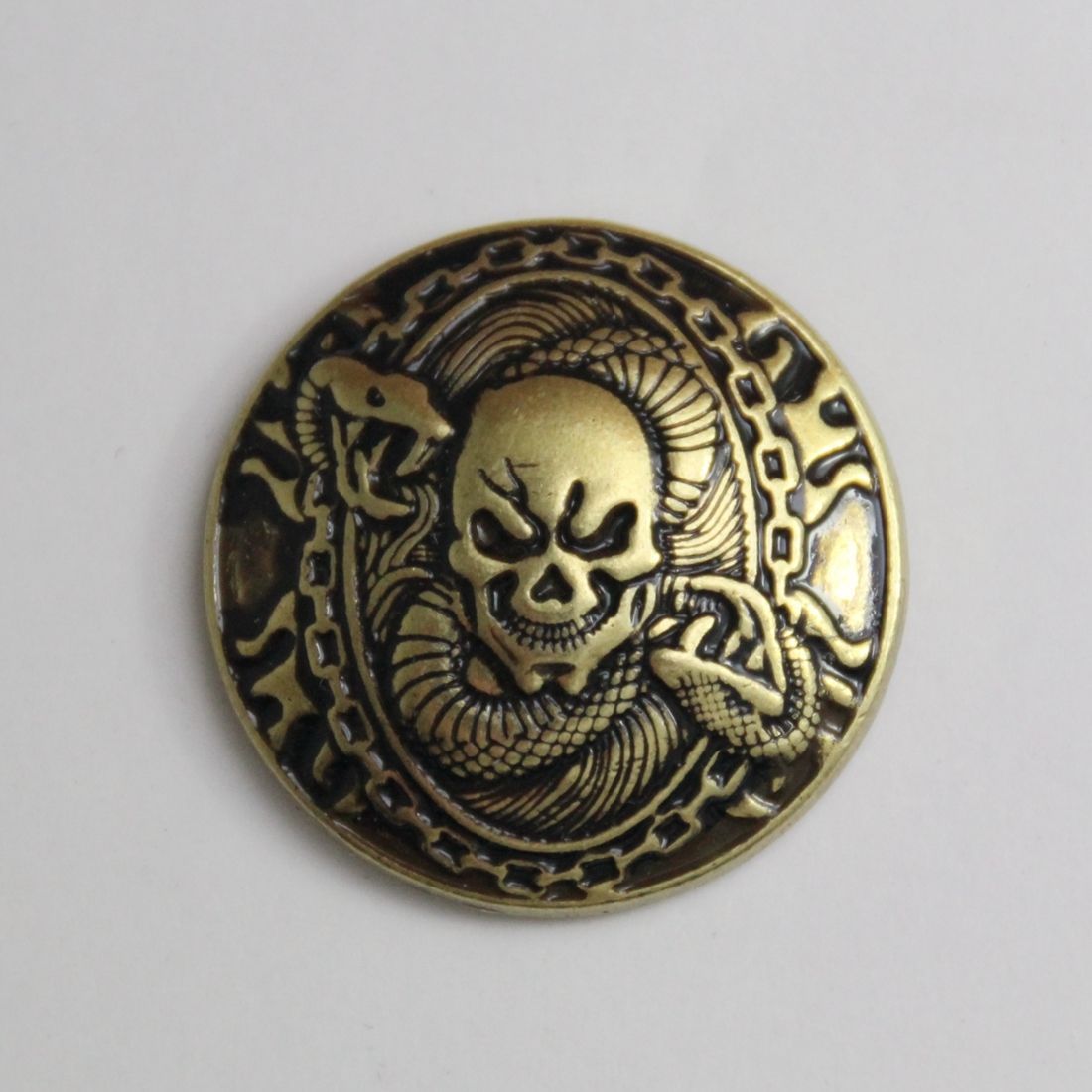 1-1/8'' Western Fortune cover Concho button Antique Brass Skull Saddle Tack Belt