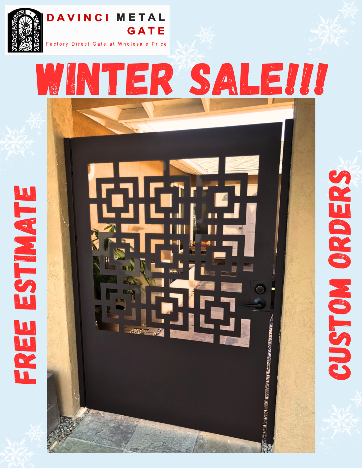 Contemporary modern metal gate, Modern Metal Gate, Custom size Art Pedestrian