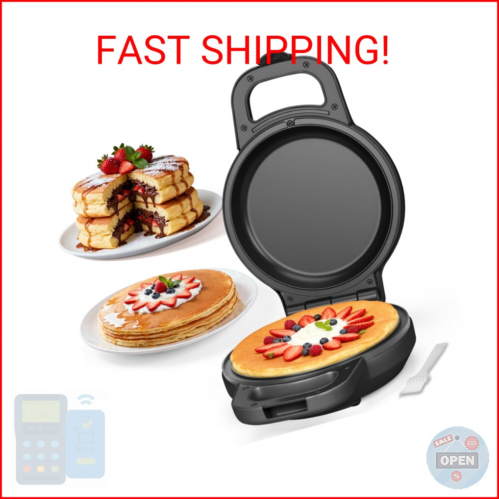 SugarWhisk Flip Pancake Maker Machine, Ceramic Coated Pancake Pan for 6.5 Inch P