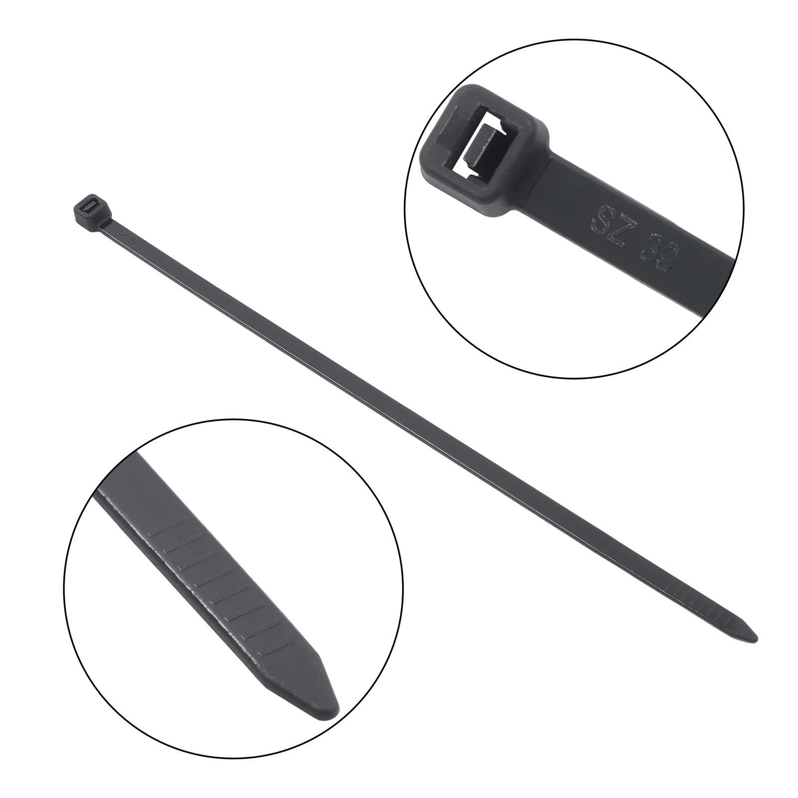 8 Inches, 65 lb Tensile Strength, Self-locking Nylon Cable Ties, Black, 1200Pcs
