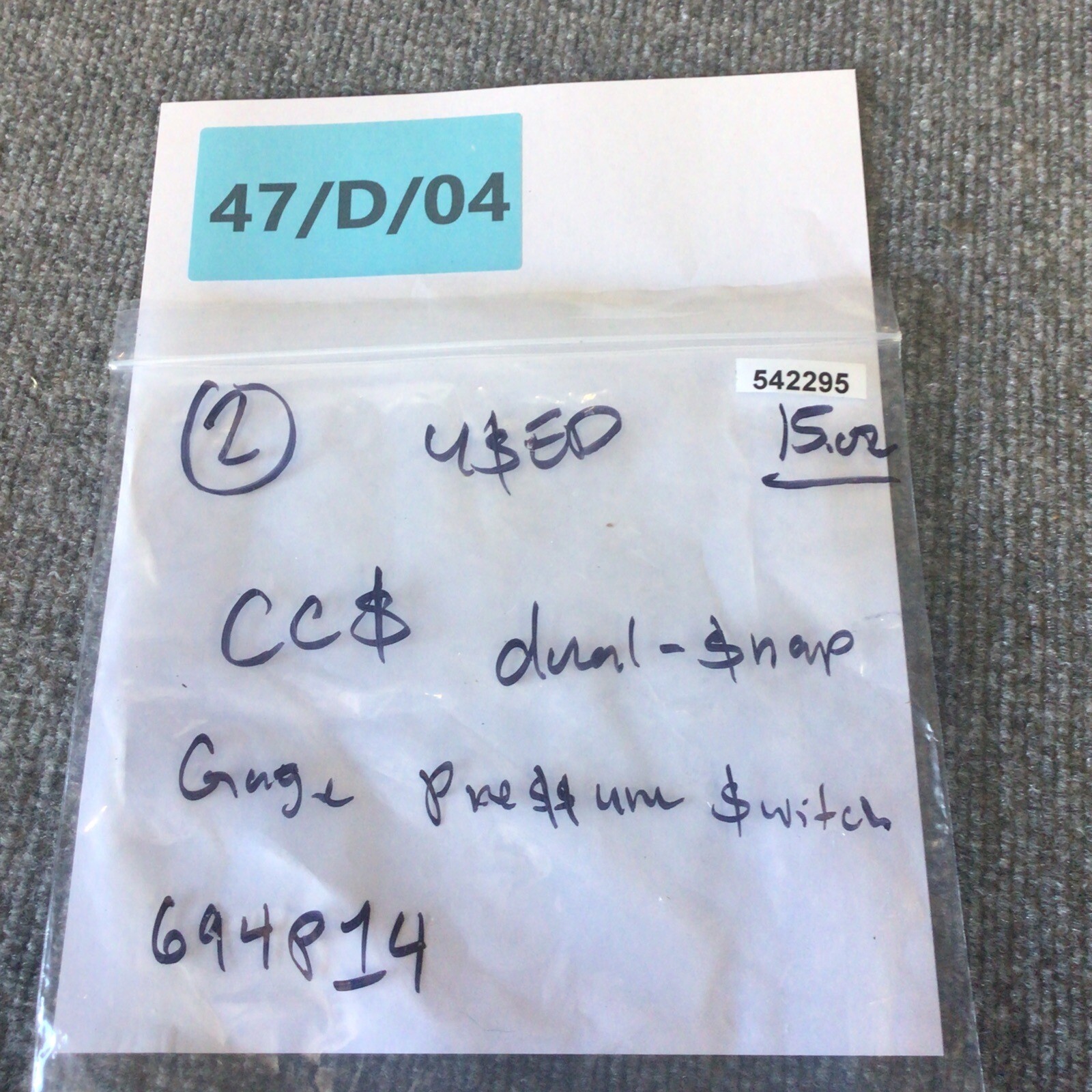 CUSTOM CONTROL SENSORS CCS 694P14 Pressure Switch Used
