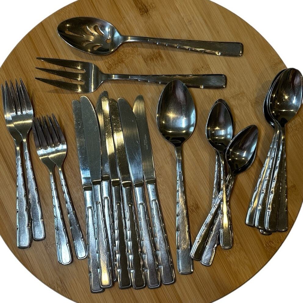 Vintage Stainless Flatware Japan Scalloped Edge Unknown Maker/Pattern 28 Pieces