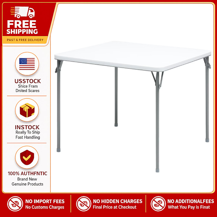 Mainstays 34" Fixed Table Top Folding Legs Card Table, White
