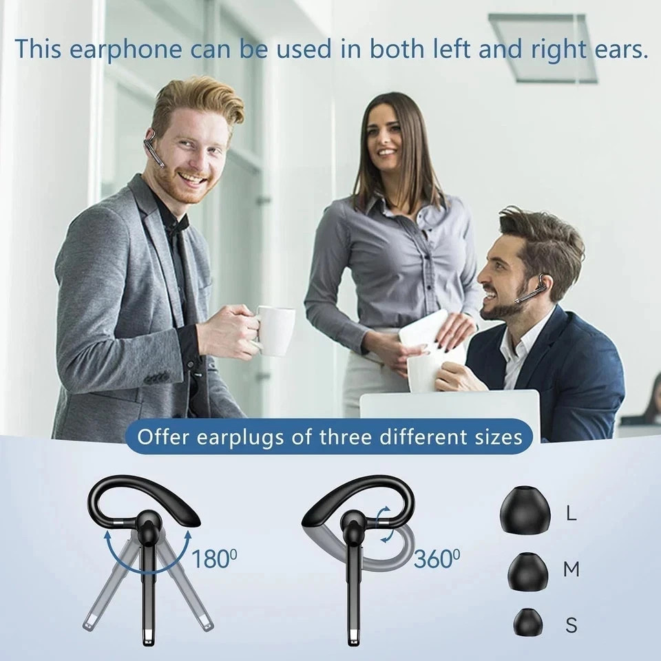 Trucker Wireless Mic Blue Parrot Bluetooth Noise Cancelling Headset Earpiece New