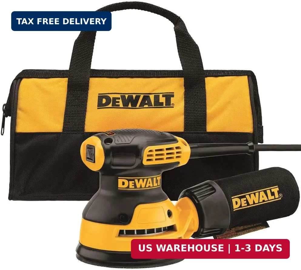 DEWALT Orbital Sander Kit, 5 inch, 3 amp, Corded, 12,000 OPM (DWE6421K)