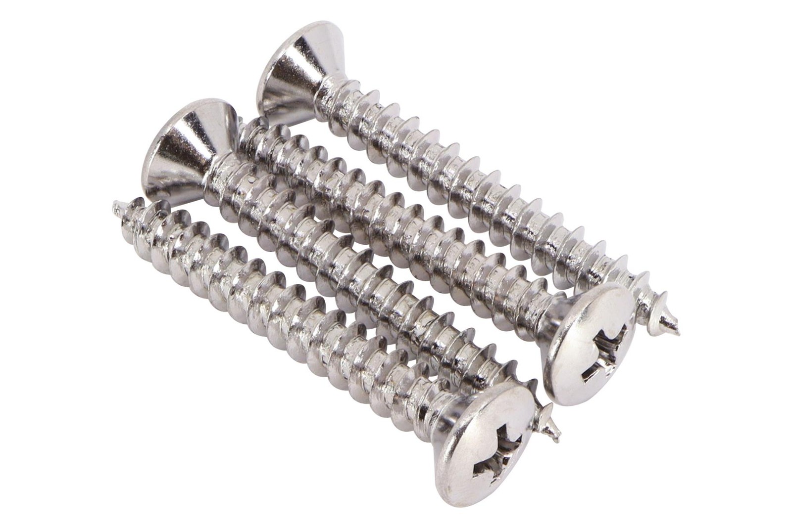 #10 x 1 1/2" (40mm) Guitar Neck Plate mounting screws - set of 4 - Chrome