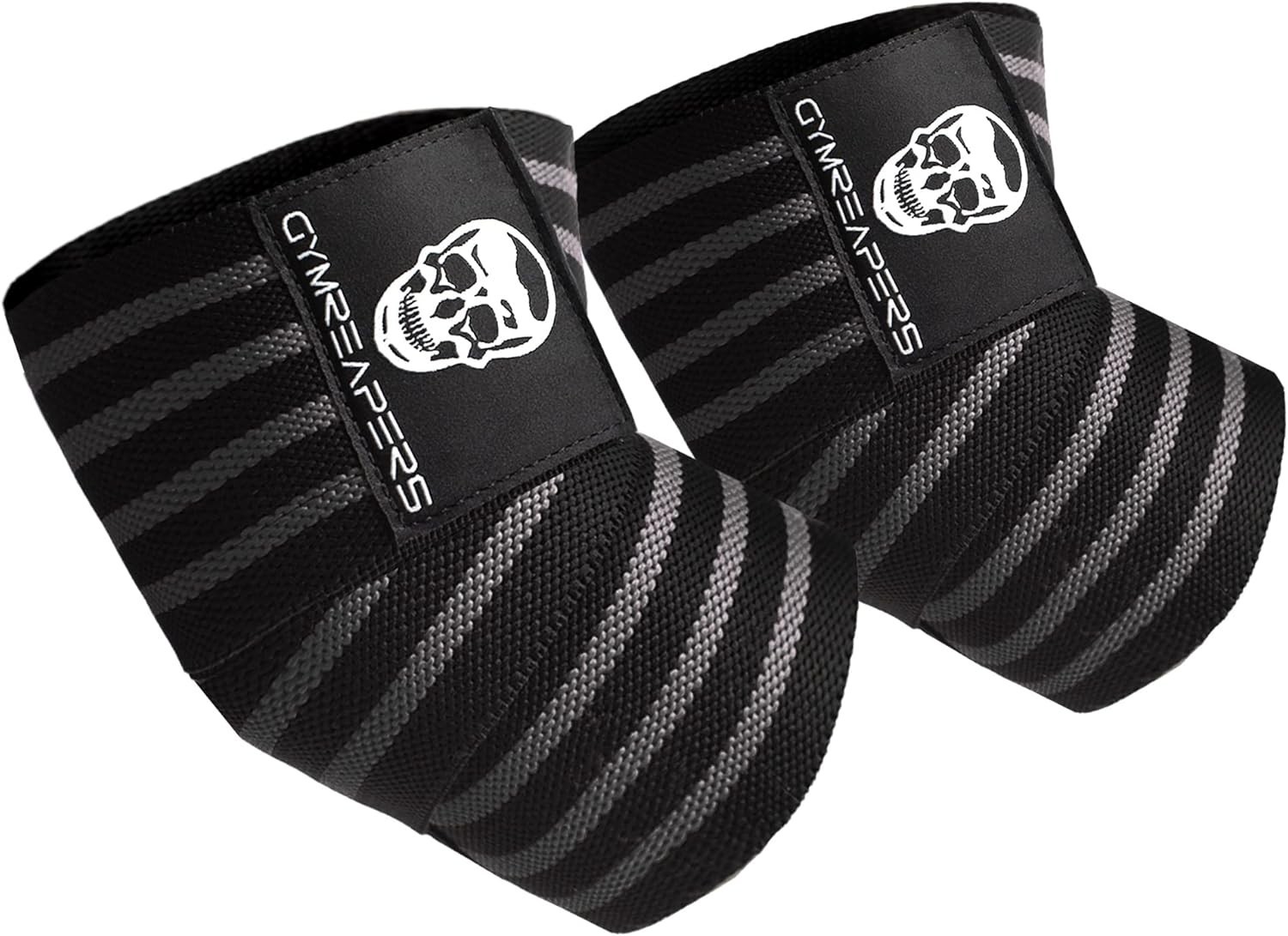Weightlifting Elbow Wraps (1 Pair) - Flexible 40'' Gray